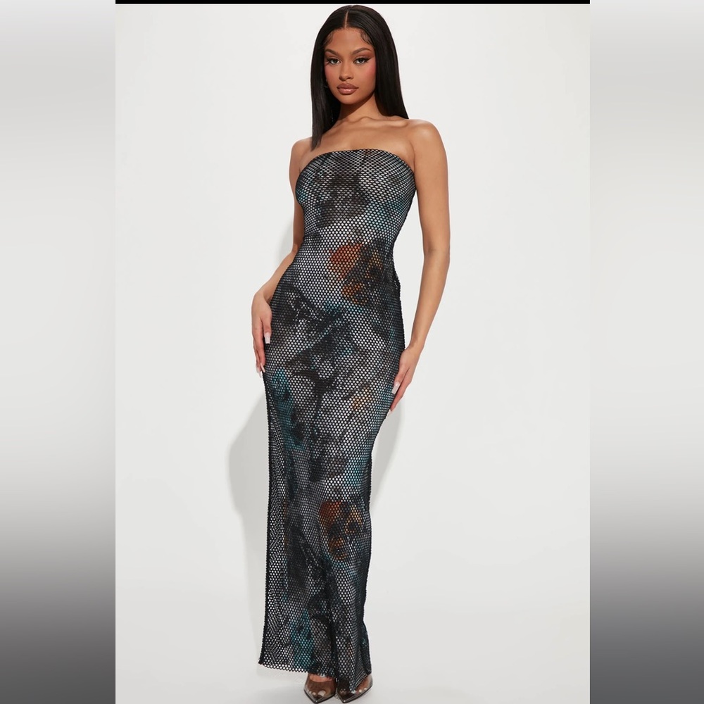 FashionNova Lexi Fishnet Maxi Dress